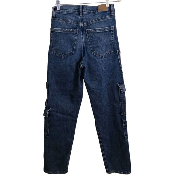 American Eagle Super High Rise Baggy Straight Cargo Jeans Size 0 - Picture 3 of 12